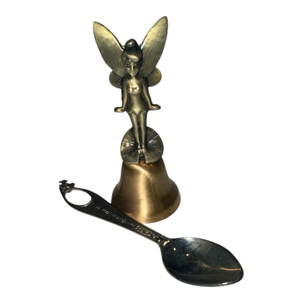 Disney Silver Tinker Bell Figurine with Silver Spoon - Picture 3 of 4